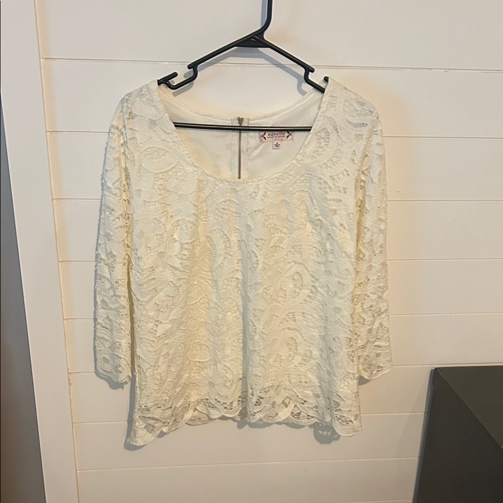 Nanette Lepore Cream Lace Blouse